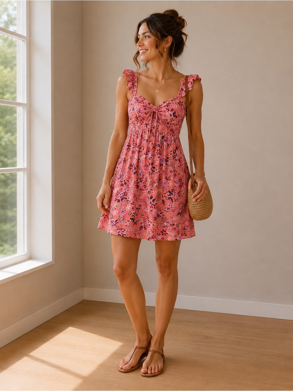 LOFT Country Garden Ruffle Halter Dress